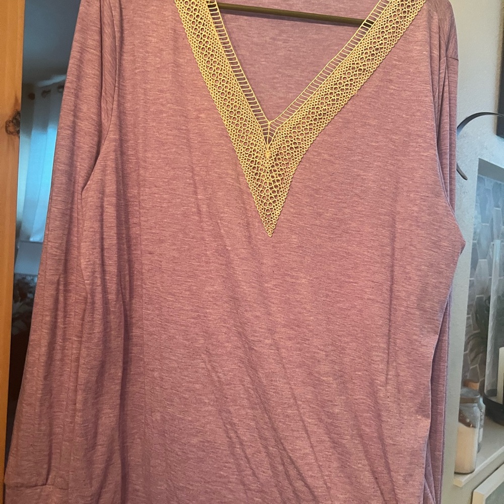 Purple V-Neck Women's Top